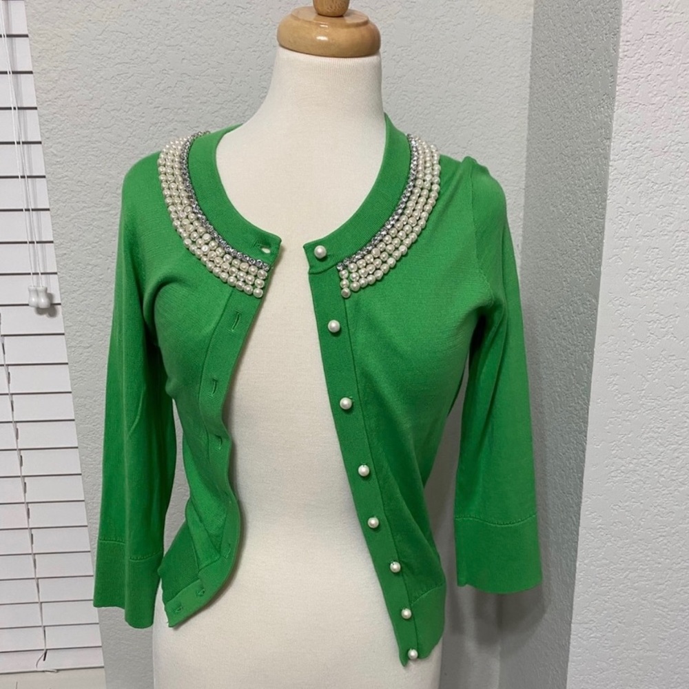 Kate Spade Green Pearl Cardigan